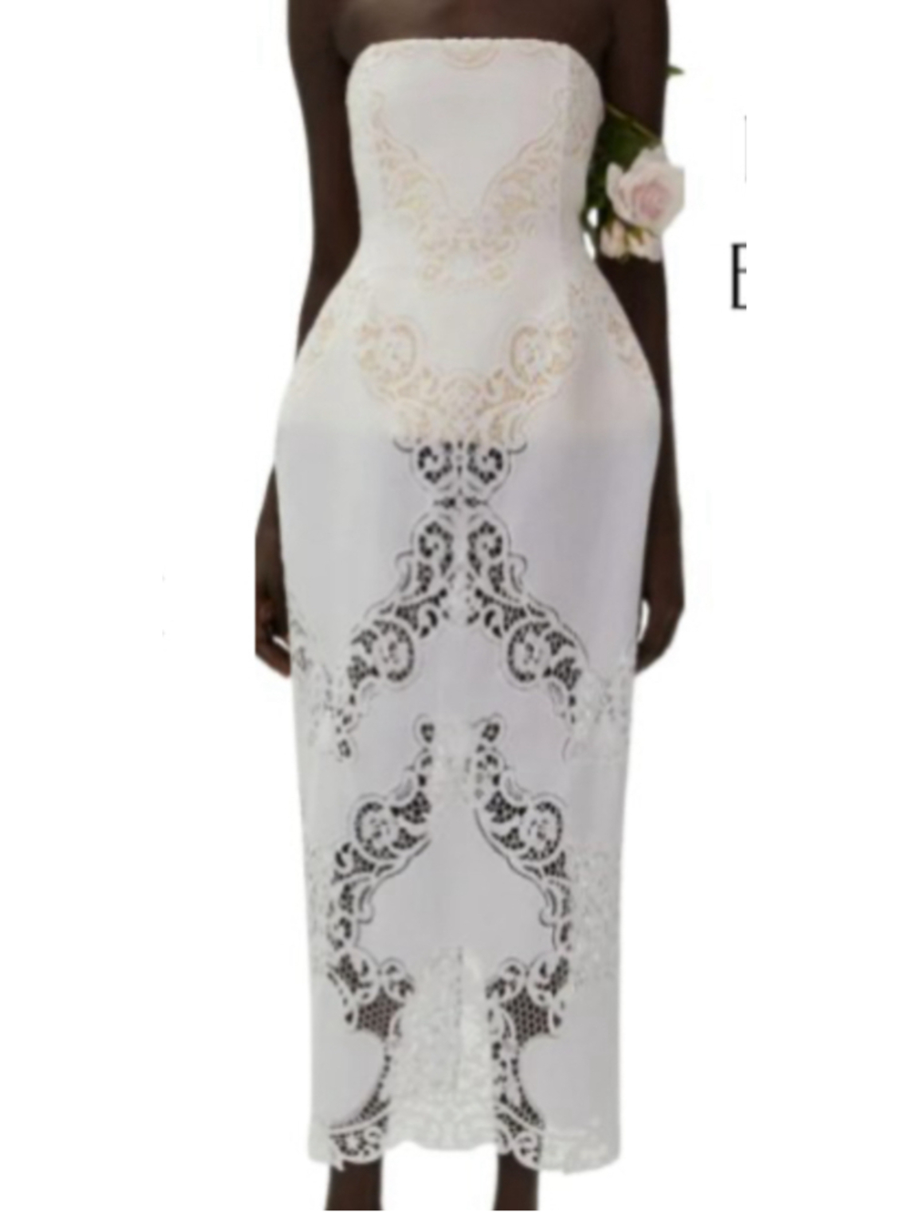 Magda Butrym Strapless Midi Dress • White Lace Cutout • Size 36 • New With Tags